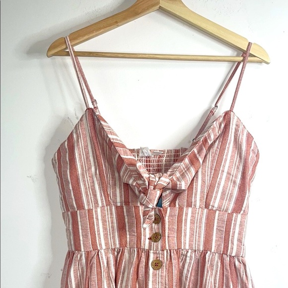 Roxy Pink and White Ruched Mini Sundress - Picture 6 of 10